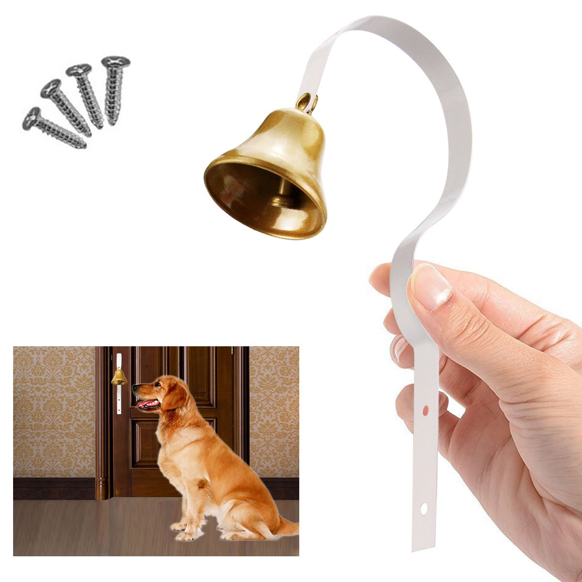 Comsmart Tinkle Dog Bell Pet Door Bell Hanging Brass Doorbell for Potty