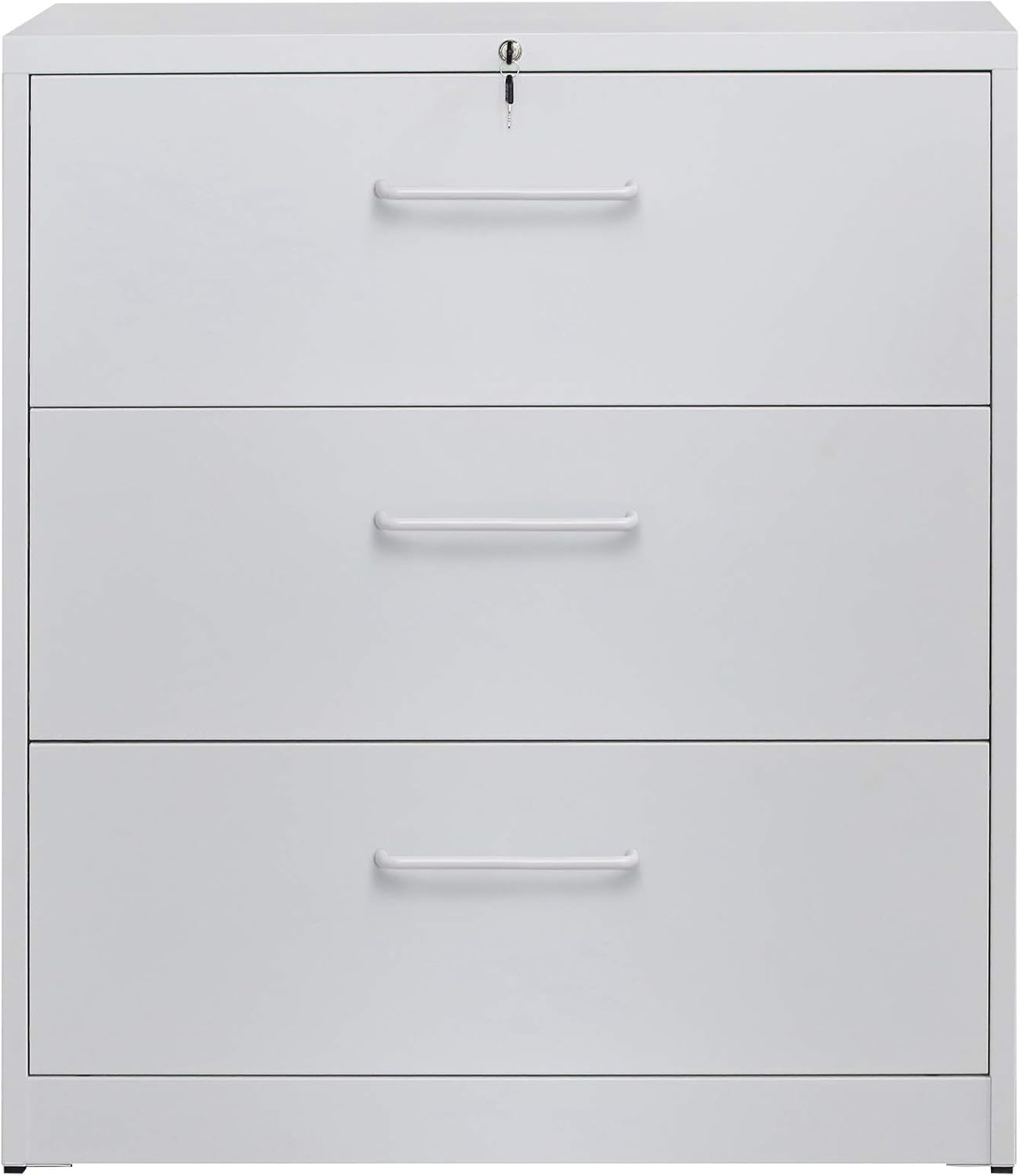 Amazon Com Modernluxe 3 Drawers Lateral File Cabinet With Lock Locking Lateral Metal Filing Cabinet For Home And Office Office Products