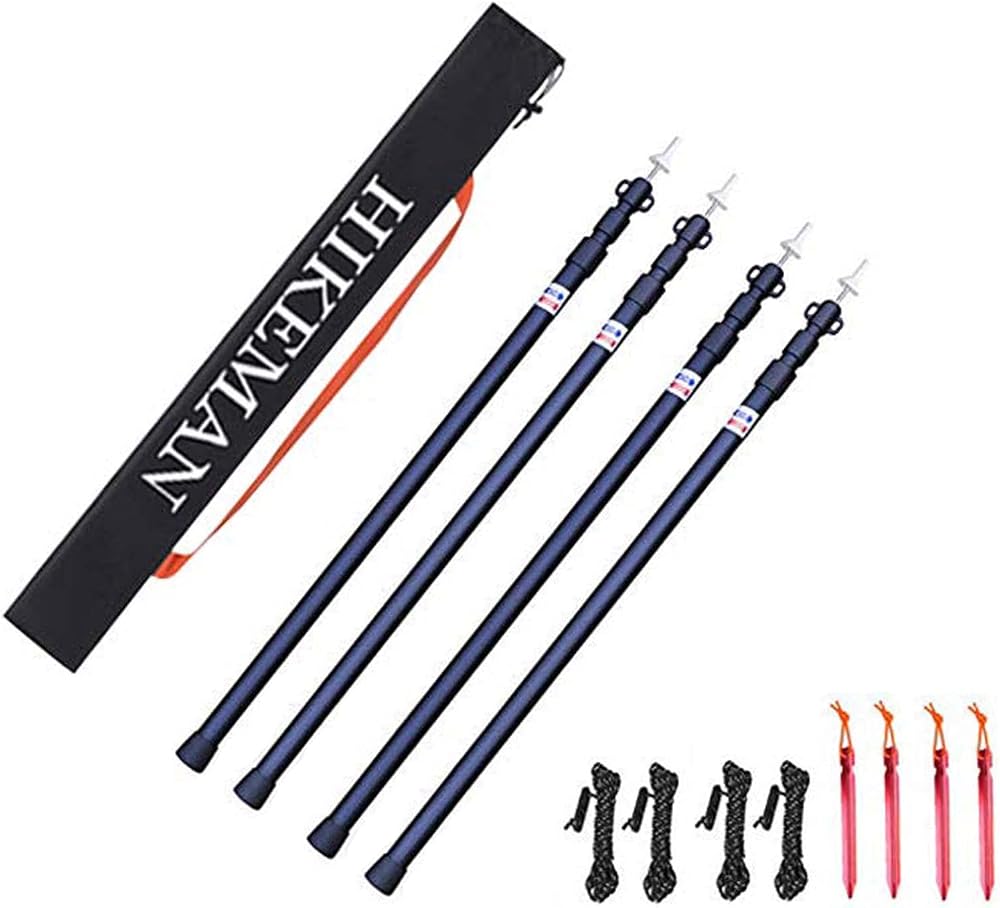 HIKEMAN Tent Poles Camping Poles for Tarp Awning Canopy 90-230 cm 4pcs Aluminum