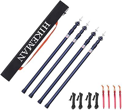 HIKEMAN Tent Poles Camping Poles for Tarp Awning Canopy 90-230 cm 4pcs Aluminum