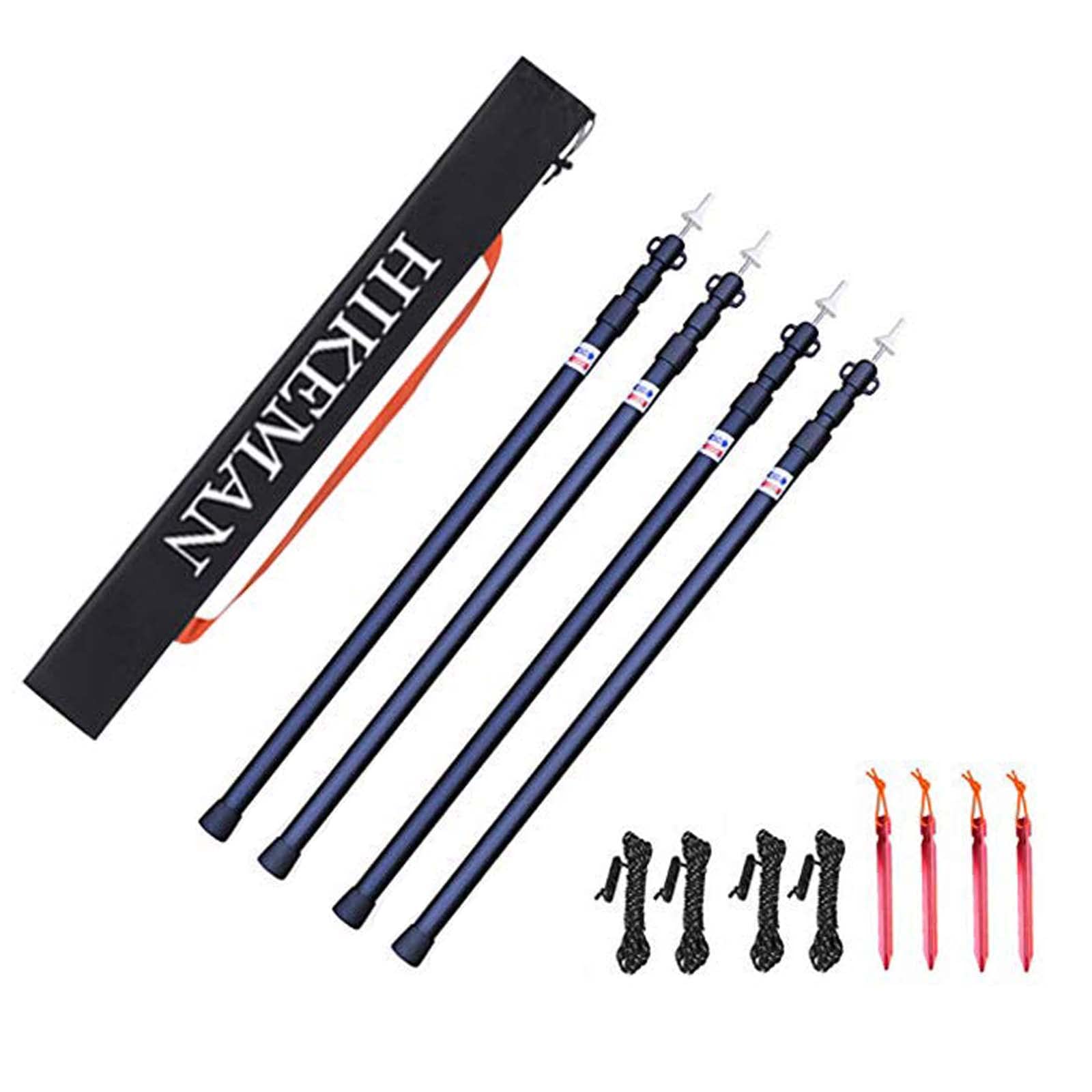 Tent Poles Camping Poles for Tarp Awning Canopy Porch Sun Sails Tarpaulin Headroom Aluminium Adjustable Telescoping 90-230cm ((4PCS) Black)