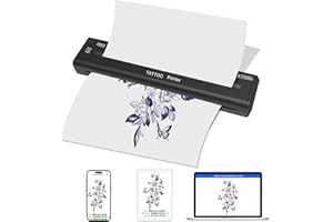 YILONG Tattoo Stencil Printer Wireless Bluetooth Thermal Printer Portable Tattoo Transfer Printer Machine Copier for Tattoo Artists & Beginners, Compatible with Android, iOS Phone & PC (ATS886-Black)