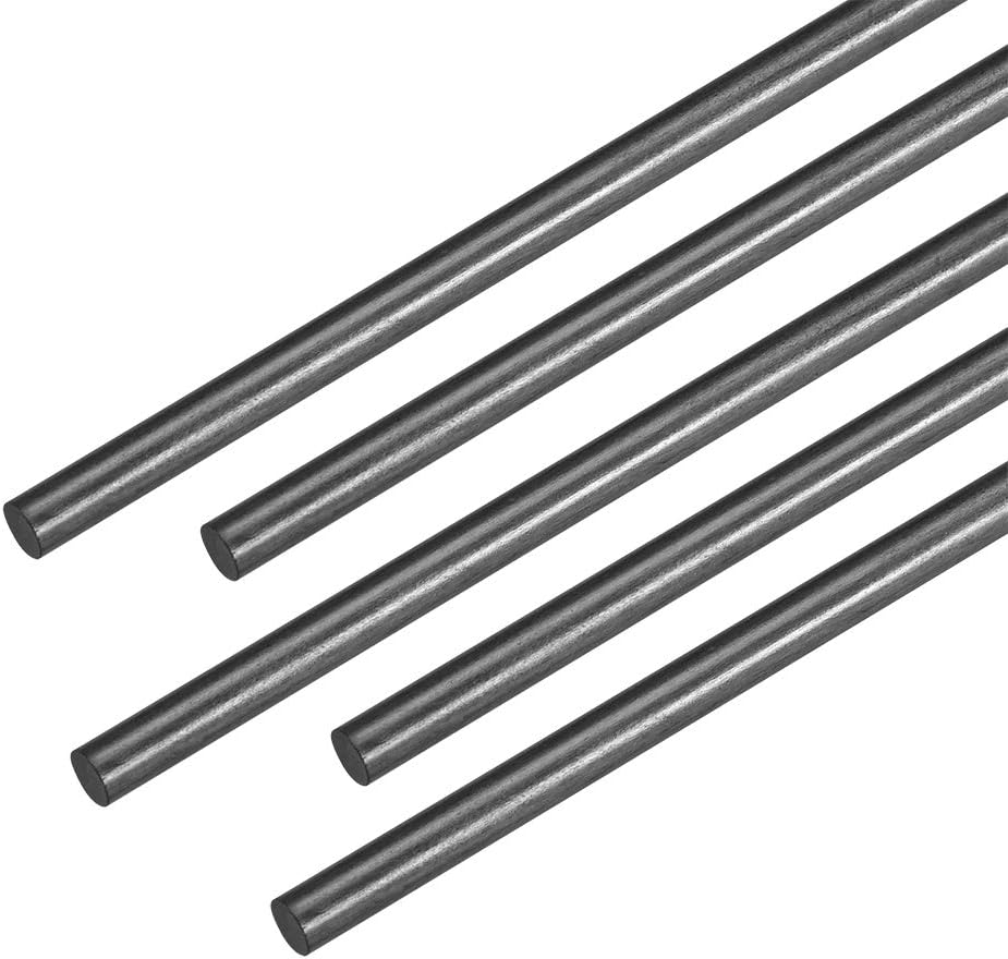 sourcing map Carbon Fiber Bar Support Poles for RC Airplane DIY Projects 3mm Matte Pole 200mm 7.8 Inch, 5pcs