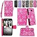 Cellularvilla Wallet Case for Lg Optimus L70 (Metropcs) Ms323 / Optimus Exceed Ii (Verizon) Vs450 / Dual D325 Pu Leather Shiny Glitter Wallet Card Flip Open Pocket Case Cover Pouch (Pink Glitter)