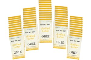 Ghee Butter, Grass-Fed by Indian Milk & Honey, 0.5 oz | Ghee in Portable Sachets | Handmade & Locally Sourced Ghee Clarified Butter | Lactose, Gluten & Casein Free (Classic 0.5 x 100)
