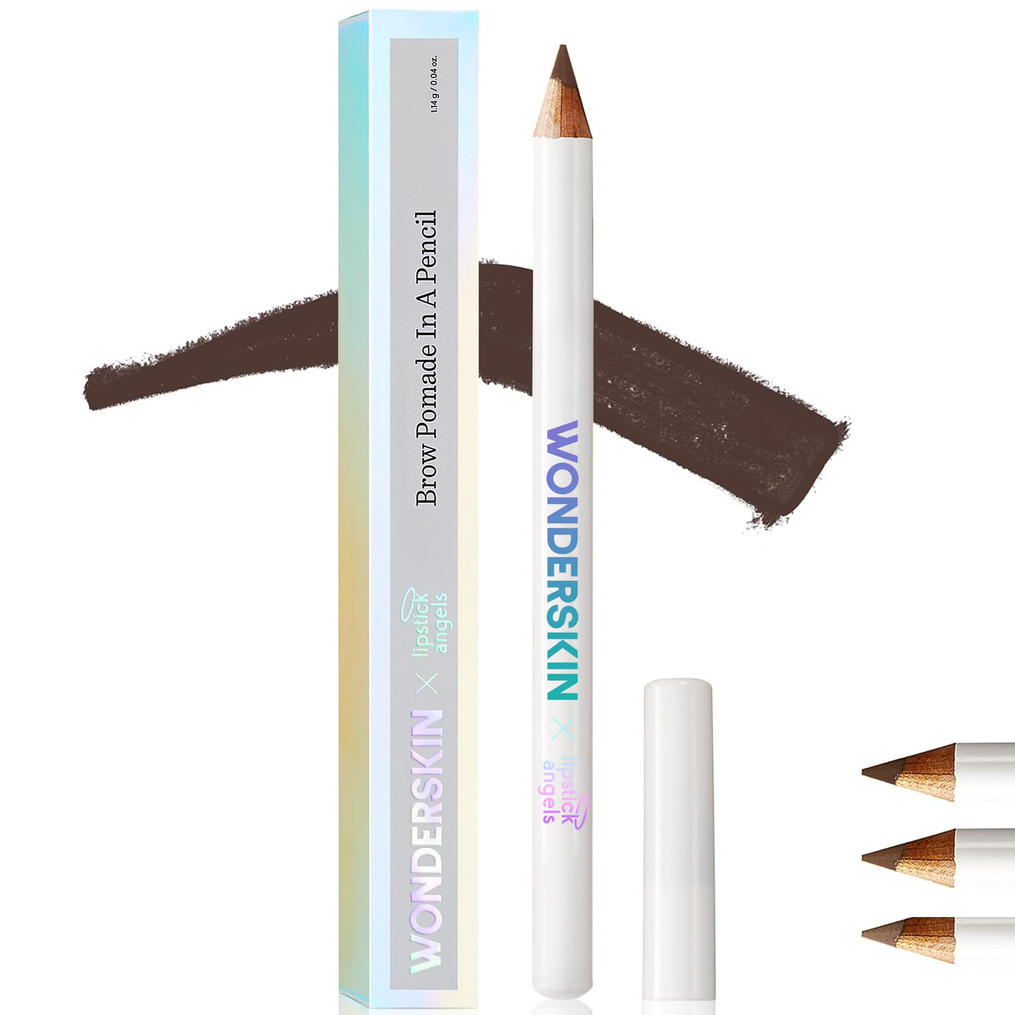WONDERSKIN Eyebrow Pencil - Sharpenable Brow Pencil For Natural Looking Brows, Brown Eye Makeup, Long Lasting Eyebrow Pomade (Dark Brunette)