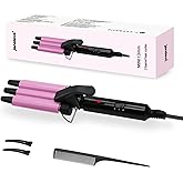 janelove Upgraded Hair Crimper 2 Adjustable Temperature, 1/2 Inch Beach Waves Curling Iron, Hair Waver for Short & Medium Hair, Home and Travel Friendly Crimper Hair Tool, Dual Voltage