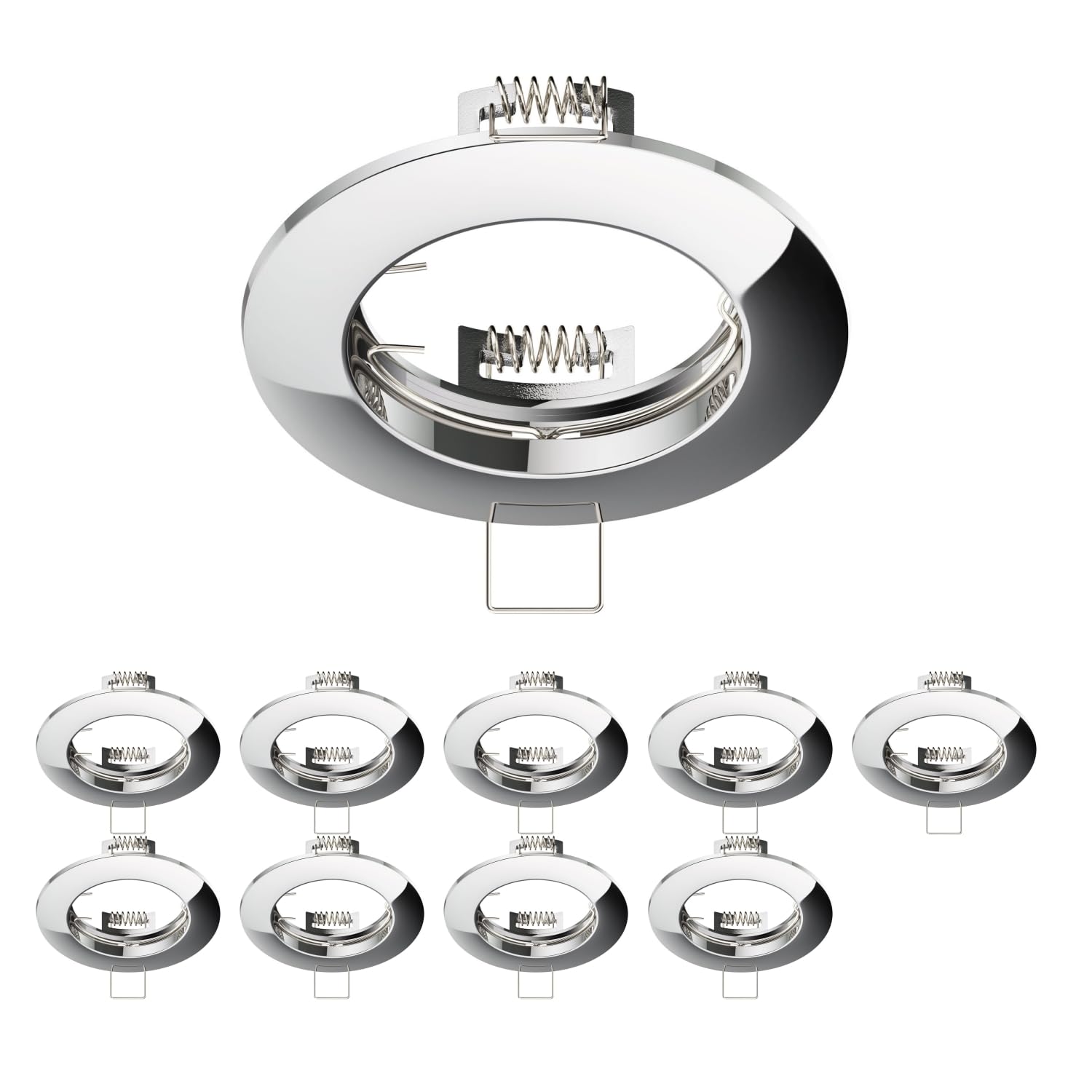 ledscom.de 10 Pieces Ceiling mounting Frame CIRC, Round, Glossy Chrome