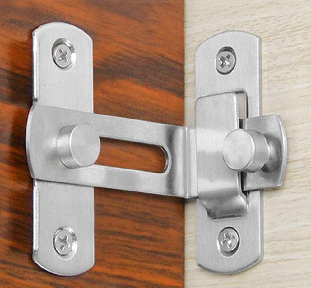 90 Degree Right Angle Door Latch Hasp Bending Latch Buckle Bolt Sliding Lock Barrel Bolt with Screws for Doors and Windows