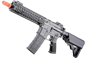 Evike Airsoft - 6mmProShop Daniel Defense Licensed MK18 Gas Blowback Airsoft Rifle by Golden Eagle (Color: Black)