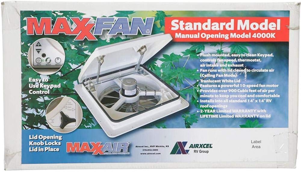 Maxxair Vent Corp 00-04000K Maxxfan Plus Vent 14" 12V White: Automotive