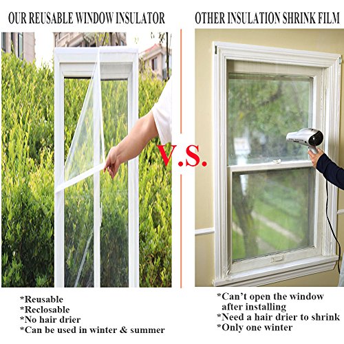 SES.CO Reusable Transparent Indoor Window Insulation Kit,Heavy Duty