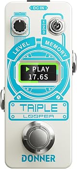 Donner Triple Looper Pedal Loop Station with Screen 3 Loops 30 Min Undo Redo view 7