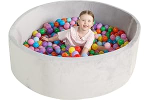TRENDBOX Extra Large Foam Ball Pit for Toddlers, 47x14 inch Soft Baby Ball Pit with Washable Velvet Cover (Balls not Included)-Grey