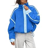 Ziqoty Women Fleece Jacket Zip Up Fuzzy Sherpa Jackets Long Sleeve Winter Outerwear Casual Daily Chilly Outings with Pockets
