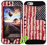 Cellphone Trendz HARD & SOFT RUBBER HYBRID HIGH IMPACT PROTECTIVE CASE COVER for Apple iPhone 6 4.7 inch 6th Generation - American Flag Hard Case Design on Black Silicone