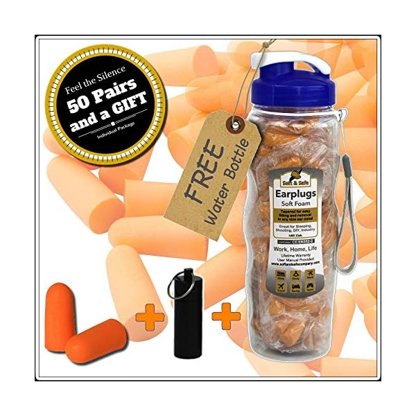 Hearing-Protection-Disposable-Foam-Earplugs-Set-By-Soft-Safe–Perfect-Steady-Fit–32db-Sound-Suppression–50-Individually-Wrapped-Pairs–Ideal-For-Sleeping-Musicians-Workers-More–Orange Hearing-Protection-Disposable-Foam-Earplugs-Set-By-Soft-Safe–Perfect-Steady-Fit–32db-Sound-Suppression–50-Individually-Wrapped-Pairs–Ideal-For-Sleeping-Musicians-Workers-More–Orange