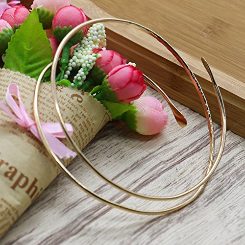 IDS Minimalist Gold Metal Coil Upper Arm Cuff Open Arm Bracelet Armlet Armband Bangle Gift for Women and Girl