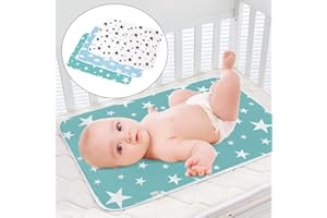 3 Pack Diaper Changing Pad, Maveek Portable Toddler Diaper Changing Pad Waterproof Baby Change Mats Premium Change Pad Liner Bed Pad Play Mat(Green&White&Blue)