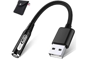 USB to Headphone Jack Adapter, USB A Sound Card Support Headphone TRRS Jack Nylon Braided Headset Cable DAC Chip USB Audio Ad
