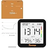 Temtop M10+ Indoor Air Quality Monitor & CO2 Meter for Home, 6-in-1 PM2.5 & VOC Detector, E-Ink Display, Battery Powered 60-Day Quiet Bedroom Air Pollution Monitor, App Temperature & Humidity Sensor