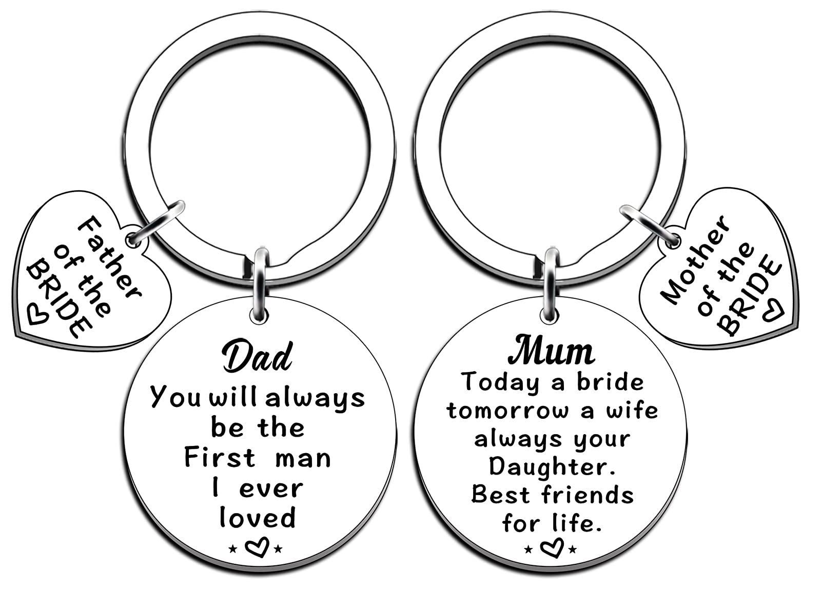 TTOVEN Wedding Gifts for Mother, Father of The Bride Keyring Set for Wedding Day
