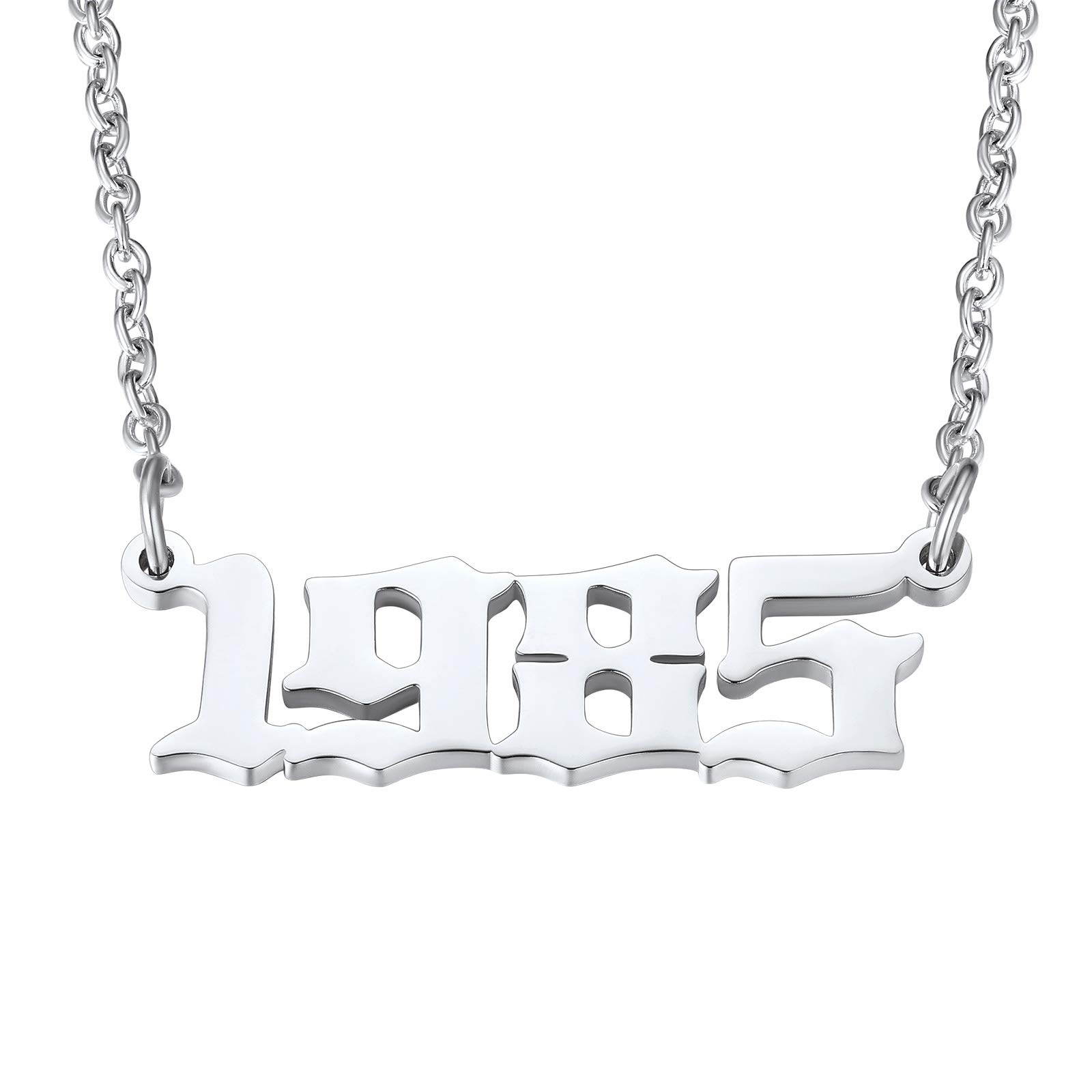 FindChic Birthday Year Necklace Tarnish Free Jewelry Silver Number Necklace