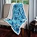 Bedford Home Printed Coral Soft Fleece Sherpa Throw Blanket, Blue