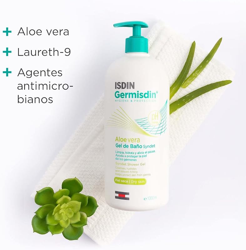 Germisdin Syndet Gel Douche Aloe Vera Usage Quotidien Recommandé Peaux Sèches ou Démangeaisons 1 L - Lot de 2