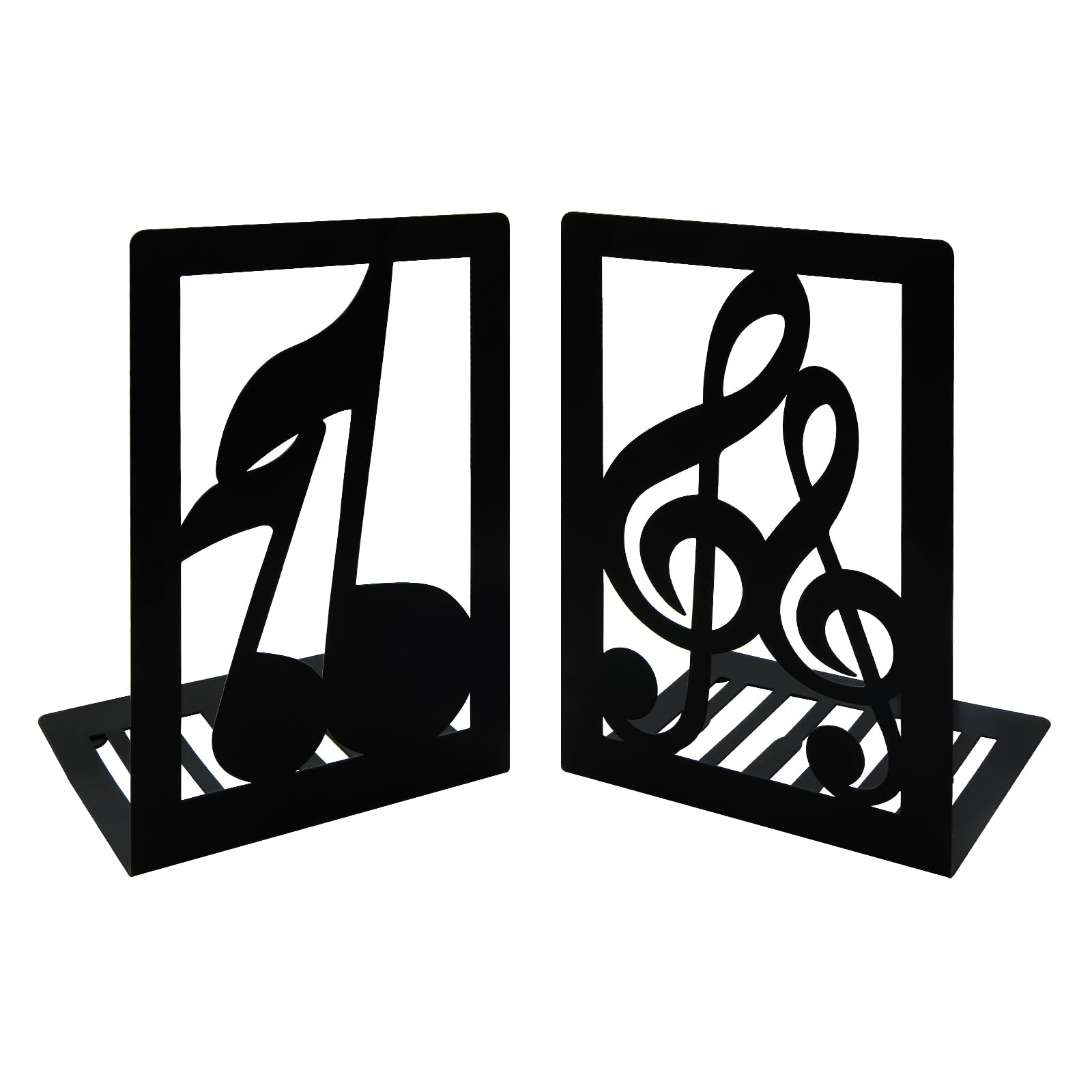 Photo 1 of 1 Pair Black Book Ends Musical Note Modern Bookends for Shelves,Metal Music Themed Book Holder Journal Book Organizer CD Holder Office Home Decorative Bookends for Back to School Student Kids Gift