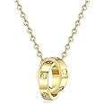 pralajew Love Necklace, Interlocking Circle Necklace, Dainty Gold Pendant Necklace for Women,Fashion Friendship Necklace, Stocking Stuffers for Women Valentines Mothers Day Christmas Gifts
