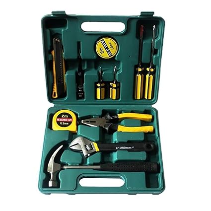Techsun 12 in 1 Tool Kit Home Screwdriver, Hammer, Cutter, Tapes for Multi-Functional Universal Set Repair Tool Kit for Household Electronics Repair Maintenance for Car and Bike Repairing Tool Kit