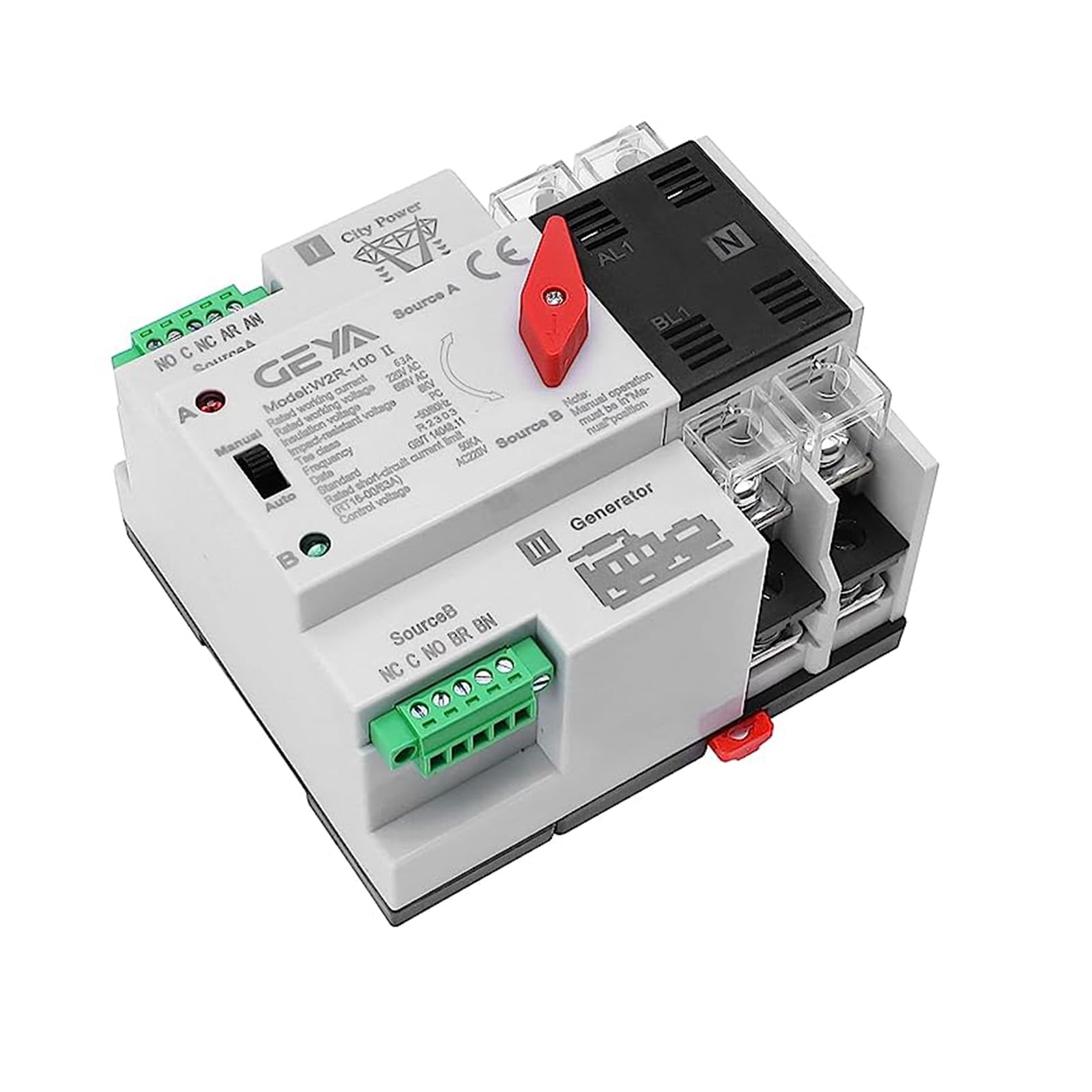 GAEYAELE Mini ATS Automatic Transfer Switch Dual