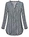 MCKOL Casual Tops For Women, Ladies Split V Neck Flowy 3/4 Cuffed Sleeve Geometric Printed Chiffon Tunic Top Shirts(Dark Cyan,Large)