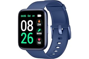 TYKOIT Smart Watch, Fitness Tracker Watch with 45 mm Touchscreen, Heart Rate Monitor, Blood Oxygen, Sleep Tracking Fitness Watch IP68 Waterproof Smartwatch for Women Men Compatible with Android iOS