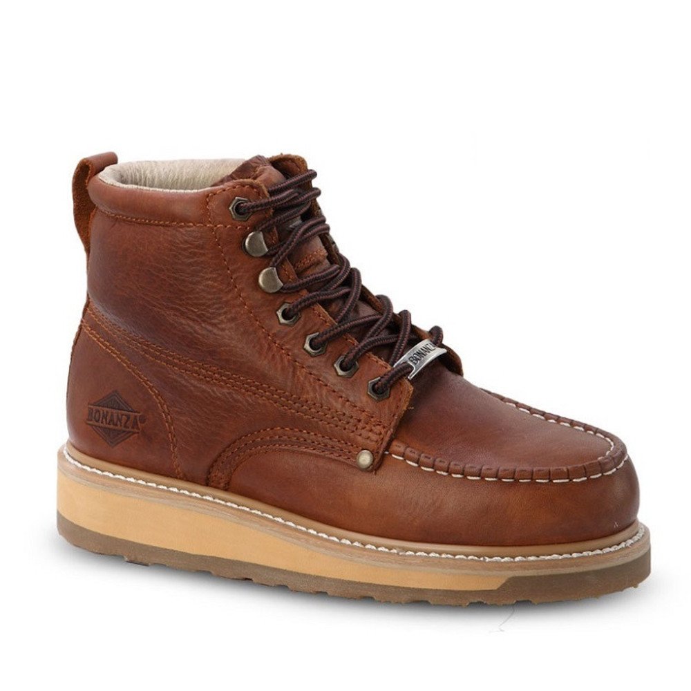 Bonanzaブーツ612 6 Work安全アウトドアモカシン靴withデュアル密度slip オンラインショッピング Resistantソールとgoodyear Welt Contruction ライトブラウン Dm Us B01deojoic 9 5