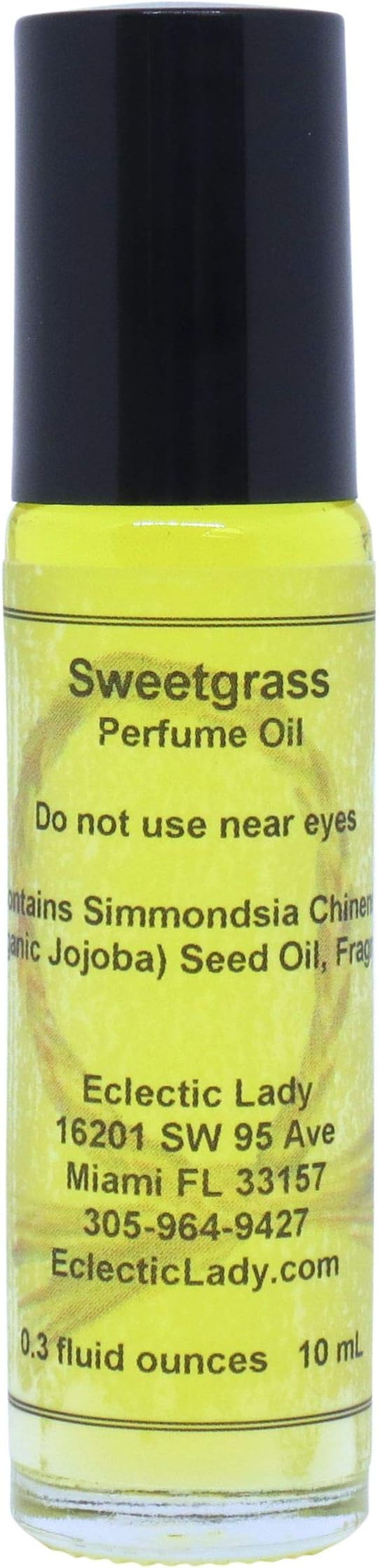 Sweetgrass Perfume Oil, 0.3 Oz Portable Roll-On Fragrance with Long-Lasting Scent, Delightful Essential Oils and Jojoba Oil For Daily Use