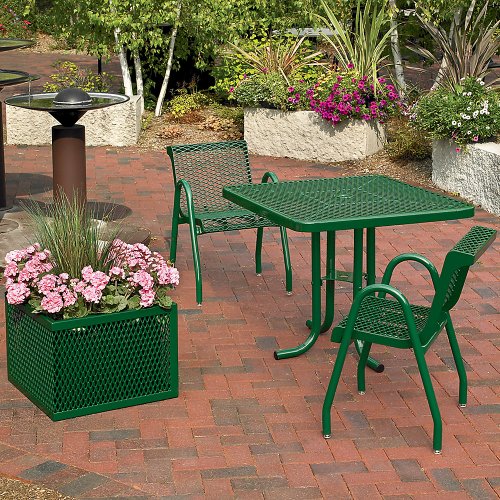 C&H Expanded Steel Outdoor Furniture Blue Industrial