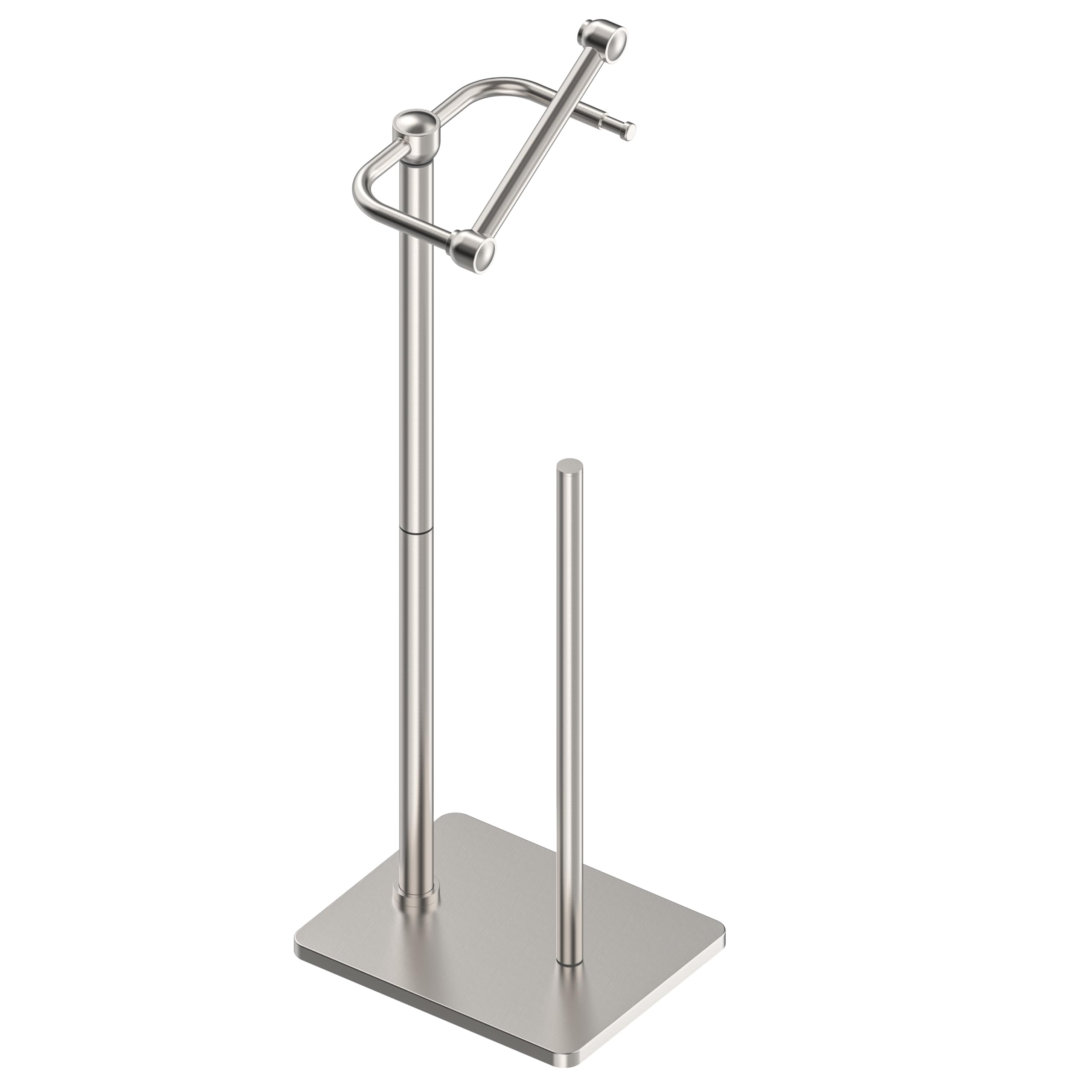 Photo 1 of RUACQ Toilet Paper Holder Stand, Bathroom Toilet Paper roll Holder Free Standing with Storage for 4 Rolls, Post Pivoting Design, Stable Weighted Base, SUS304 Stainless Steel (Brushed Nickel)