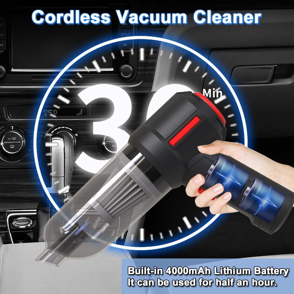 ADPTOYU 3-in-1 Portable Small Cordless handheld Vacuum Cleaner Rechargeable with 9000PA Powerful Suction for Car/Office/Home