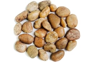 HappyFiller Natural Yellow Pebbles Decorative Polished Gravel Rocks Stones for Aquarium,Fish Turtle Tank,Outdoor Indoor Plants Top Dressing,Garden Landscaping,2 LB