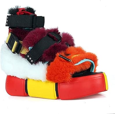 fur platform sandals