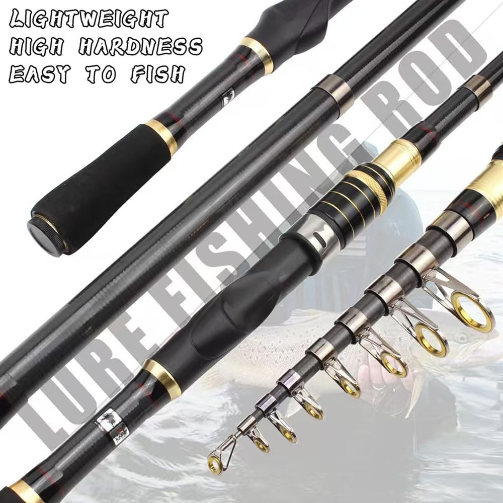 Luyianxi Fishing Rod and Reel Combo - 7.9FT Collapsible Fishing Kits, Carbon Fiber Fishing Pole Spinning Reel Lures Set with Carrier Bag, Fishing Gear for Adults Travel Saltwater Freshwater