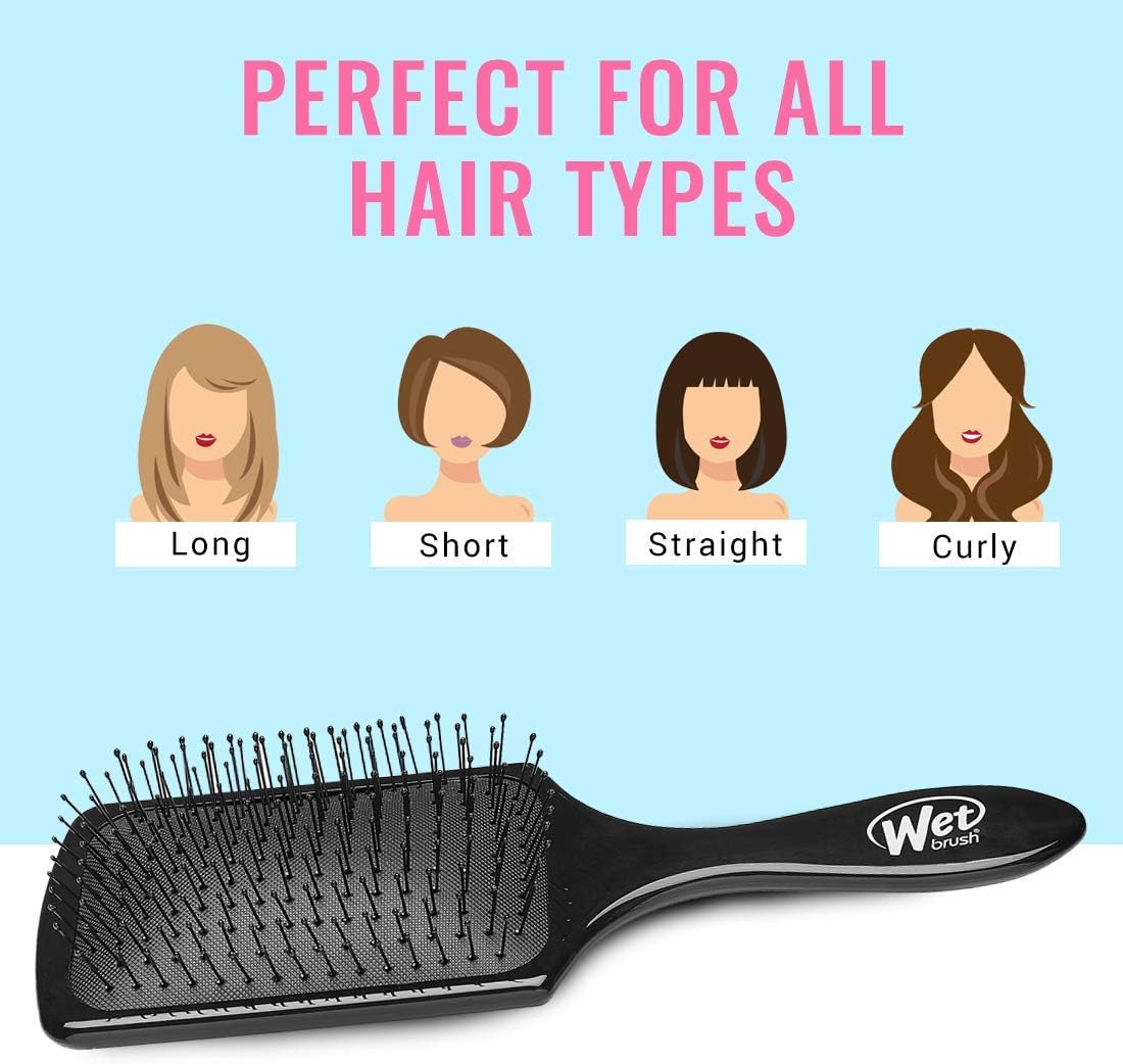 Wet Brush Paddle Detangler Hair Brush Black with Soft Bristles, Perfect Hair Brush for Men Women and Kids - Image 4