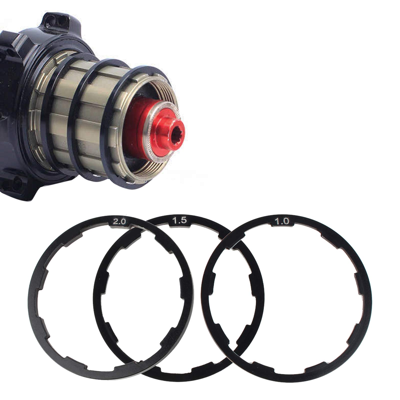 Yosoo Health Gear Cassette Spacer Kit, 3pcs Bike Crank Spacers 1mm 1.5mm 2mm Bottom Bracket Spacer Aluminium Alloy Flywheel Hub Spacer Bicycle Headset Washer