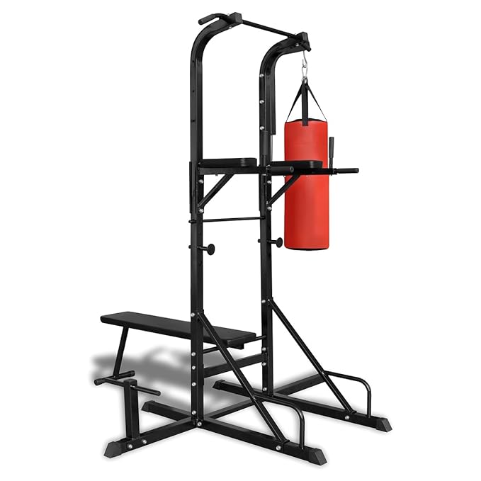 vidaXL Fitness-Station Kraftstation Heimtrainer Kraftturm Trainingsbank Boxsack
