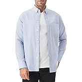 GENUWII Mens Cotton Shirts Casual Long Sleeve Overshirt Dressy Stretch Office Shirts with Pocket