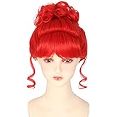 LeMarnia Red Short Curly Bun Wig for Women Cosplay Miss Argentina Wigs for Girls Halloween Costume Wig