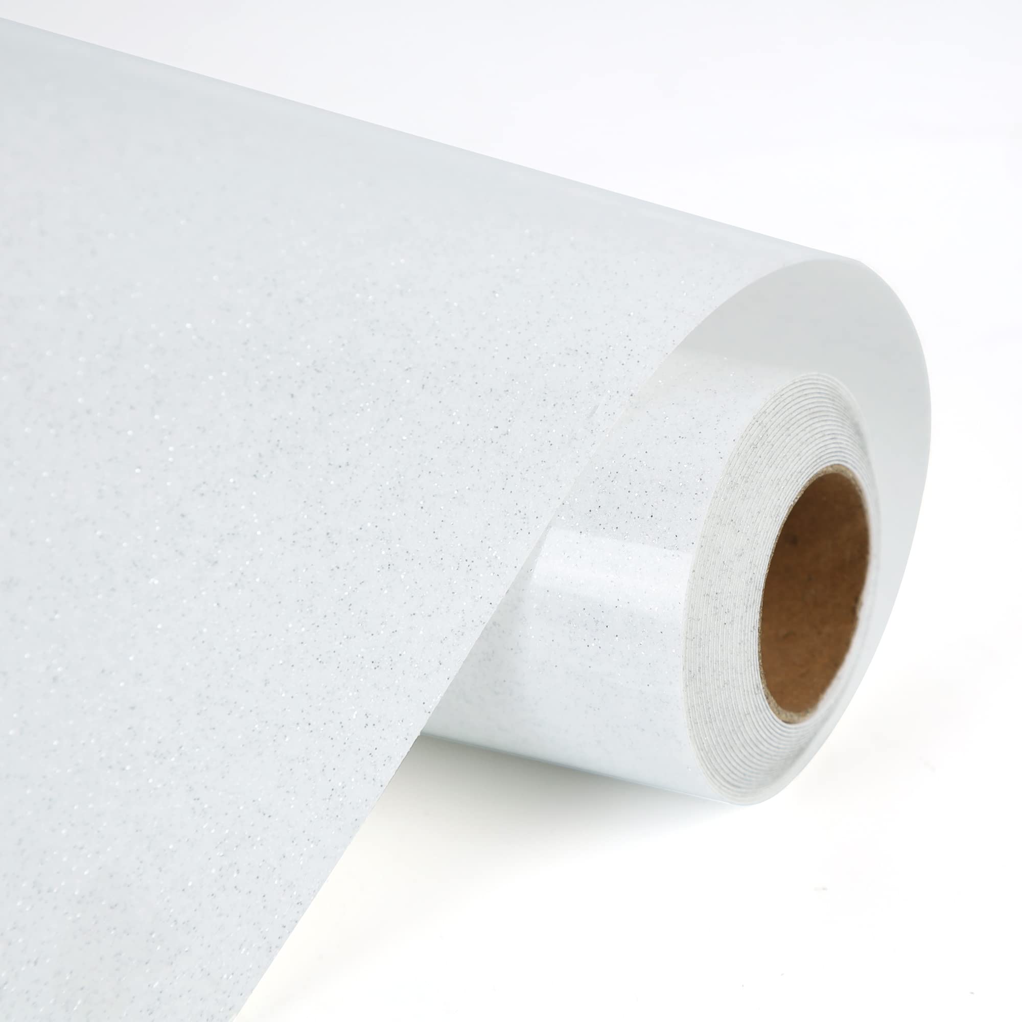 Photo 1 of SHOMKIEE White Glitter HTV Heat Transfer Vinyl Rolls12inch by 9feet PU Stretch Iron on Vinyl HTV Vinyl for T-Shirt for Silhouette and Cameo(9Ft, Z1-Glitter White)