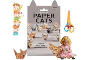 2026 New Paper Cats Origami, 50 Sheets Fold Cute DIY Paper Cats, Fun 3D Origami Cat & Dog & Dinosaur Kit for Adults & Kids, D